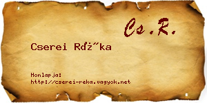 Cserei Réka névjegykártya